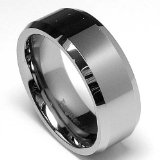 High Polish Beveled Edge Tungsten Carbide Ring Mens Wedding Bands