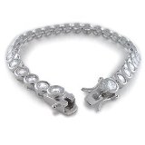 Bubble Bezel Iced Out Mens Silver Bracelet