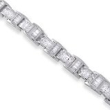 Iced Out Cubic Zirconia Mens Silver Bracelet