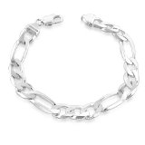 mens sterling silver heavy figaro link bracelet