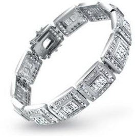 Mens Diamond Bracelet Bling Jewelry Sterling Silver Invisible Cut CZ Mens Bracelet Mens Diamond Bracelet
