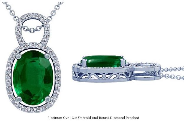 The Metal Platinum Platinum Oval Cut Emerald And Round Diamond Pendant The Metal Platinum