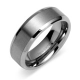 Mens Tungsten Carbide Wedding Bands beveled edge center brushed finish mens tungsten carbide wedding band Mens Tungsten Carbide Wedding Bands