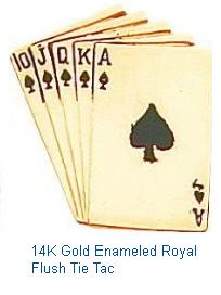 14K Gold Enameled Royal Flush Tie Tac Mens Jewlery
