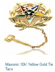Masonic 10K Yellow Gold Tie Tacs Mens Jewlery