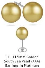 Golden South Sea Pearl Earrings in Platinum Pearls