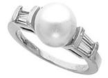 Platinum Akoya Cultured White Pearl and Diamond Ring 9.00mm Pearls
