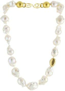 White Pearl Nuggets and Gold Nugget Necklace Pearls