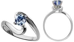 Colored Diamonds Solitaire Engagement Platinum Ring with Blue Diamond Colored Diamonds