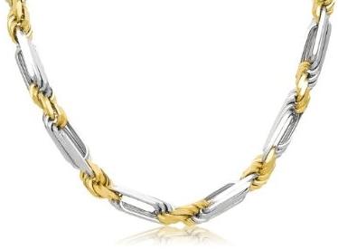 14K Solid Two Tone Figaro Rope Chain 10.0 mm Wide 30 Inches Long Figaro chain: Incredibly Elegant & Fashionable 
