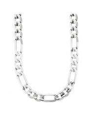 Mens 14k White Gold Figaro Chain 14 karat 24 inches 9.7mm White Gold Figaro Chain : Bold, Elegant & Stylish