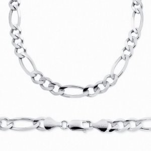 White Gold Figaro Chain Necklace 14k 5mm 20 Inches White Gold Figaro Chain : Bold, Elegant & Stylish