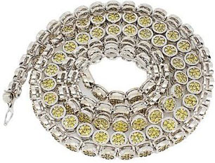 14K White Gold Mens Yellow Diamond Chain 17.10 Ctw White Gold Chains For Men