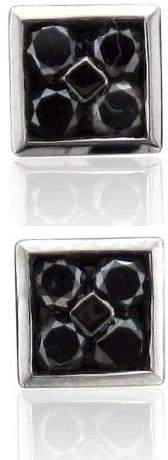 Mens 10k Black Gold Square Black Diamond Earrings Studs 0.50 carat Black Diamond Earrings For Men