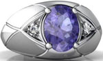 Mens Gold Rings 14K White Gold Oval Genuine Tanzanite Mens Ring Mens Gold Rings