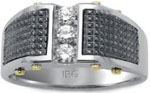 Mens Gold Rings Mens 14k White Gold with Black Detail and Polished Finish Diamond Ring Mens Gold Rings