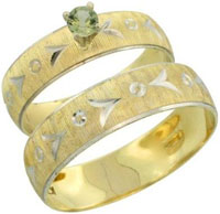Mens Engagement Rings 10k Gold 2 Piece 0.25 Carat Green Sapphire Ring Set 10 Mens Engagement Rings