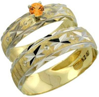 Mens Engagement Rings 10k Gold 2 Piece 0.25 Carat Orange Sapphire Ring Set 12 Mens Engagement Rings