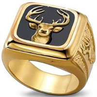 Mens Silver Rings Mens Sterling Silver 10 Point Buck Ring by The Bradford Exchange Mens Silver Rings
