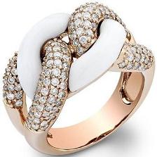 White Onyx Diamond Ring in Rose Gold