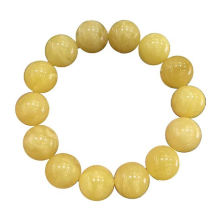 16.3mm Natural Amber Yellow Gemstone Big Round Beads Women Men Bracelet