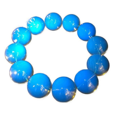 20mm Natural Mexico Blue Amber Gemstone Clear Round Beads Women Bracelet Necklace
