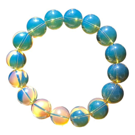 13mm Natural Mexico Blue Amber Gemstone Clear Round Beads Women Bracelet Necklace