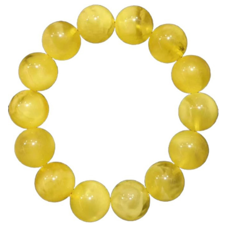 Amber Yellow Gemstone Big Round Beads Women Men Bracelet