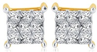 10K Yellow Gold White 0.75cttw Diamond Stud Earrings Mens or Womens 8MM