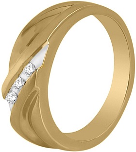 0.15 Carat Total Diamond Weight Mens Gold Wedding Bands in 14k Yellow Gold