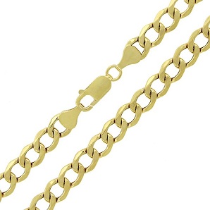 10k Gold Mens Womens 7mm Hollow Cuban Curb Link Chain Necklace