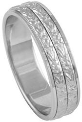 Mens Platinum 950 Double Carved 5.5mm Comfort Fit Wedding Band