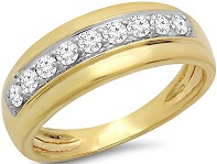 0.50 Carat (Ctw) 18K Gold Round Cut White Diamond Men's Anniversary Wedding Band