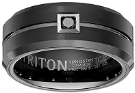 Triton Men's Black Tungsten 9mm Black Diamond Wedding Band