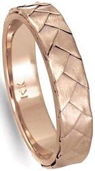 14K Rose Gold Braided Basket Weave Mens Comfort Fit Wedding Band