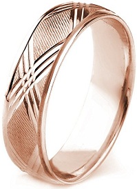 10k Gold Men's Comfort-Fit Carved Wedding Band with Cross Cut Center and Polished Edges (7mm)
