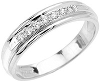 Men's 10k White Gold Diamond Wedding Band