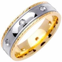 0.16ct TDW White Diamonds Platinum Center Stripe Mens Comfort Fit Wedding Band