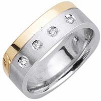 0.20ct TDW White Diamonds Platinum Top Flat Mens Square Comfort Fit Wedding Band