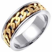 950 Platinum And 18K Gold Two Tone 7mm Celtic Link Wedding Band