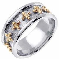 950 Platinum & 18K Gold Two Tone 9mm Celtic Fleur de Lis Ring