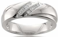 Platinum Double Row Princess Cut Diamond Mens Wedding Band 