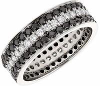 Platinum Rings Unisex White and Black 2.8 Ctw Natural Diamond Eternity Band For Him And Her