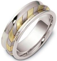 Designer 7.5mm Platinum and 18 Karat Gold Comort Fit Wedding Band Ring