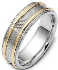 6.5mm Custom Platinum and 18 Karat Gold Comfort Fit Wedding Band Ring