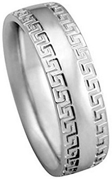 Men's Platinum 950 Greek 7mm Comfort Fit Wedding Band