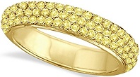 Hidalgo Micro Pave 3 Rows Yellow Diamond Ring 18k Yellow Gold