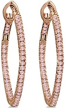 Hidalgo Micro Pave Pink Diamond Hoop Earrings 18k Rose Gold (0.63ct)
