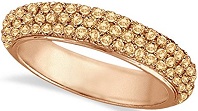 Hidalgo Micro Pave 3 Rows Champagne Diamond Ring 18k Rose Gold (0.91ct)