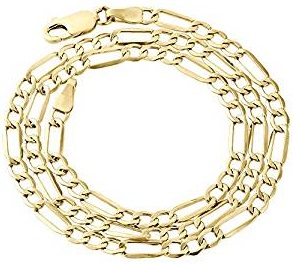 10K Yellow Gold Figaro Necklace Chain 4.0mm Lobster Clasp